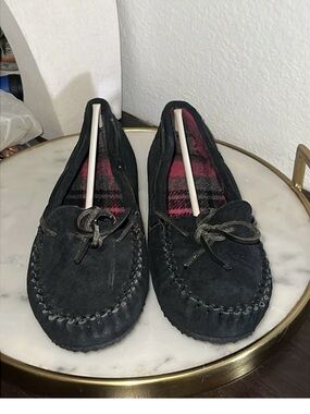 Moccasins by Peace Mocs black suede leather new 10 Ohio Ladies Loafer